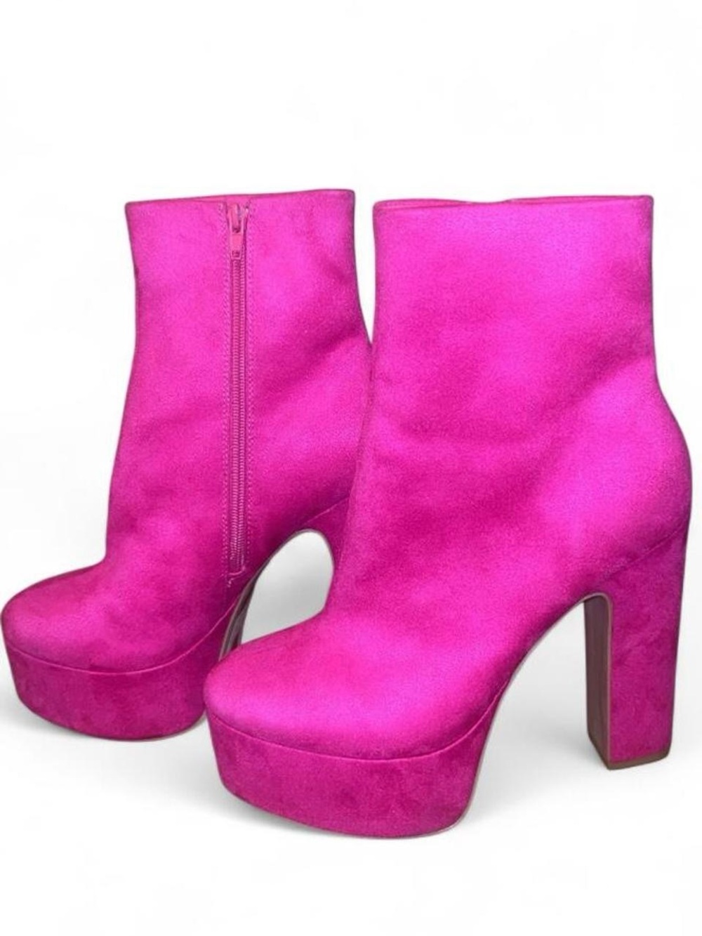SODA Hot Pink Faux Suede Platform Ankle Boots Size 8